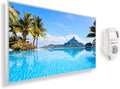 Riscaldatore a infrarossi Könighaus - 1200 Watt + termostato smart e APP Könighaus - una stufetta elettrica a basso consumo - Cornice bianca (01. Isola di Bora Bora)