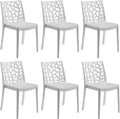 GLOUPIE Set 6 Sedie Matrix In Polipropilene Bianco, 55x47x82 Cm,Peso 4 Kg,Per Interno Ed Esterno,Made In Italy,Impilabili