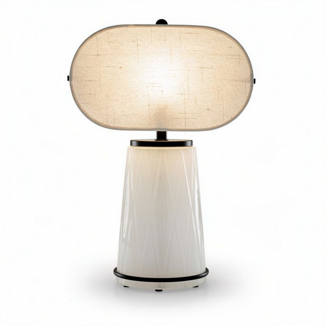 Lampada da tavolo in ceramica e stoffa per illuminazione domestica – 30 x 20 x 50 cm