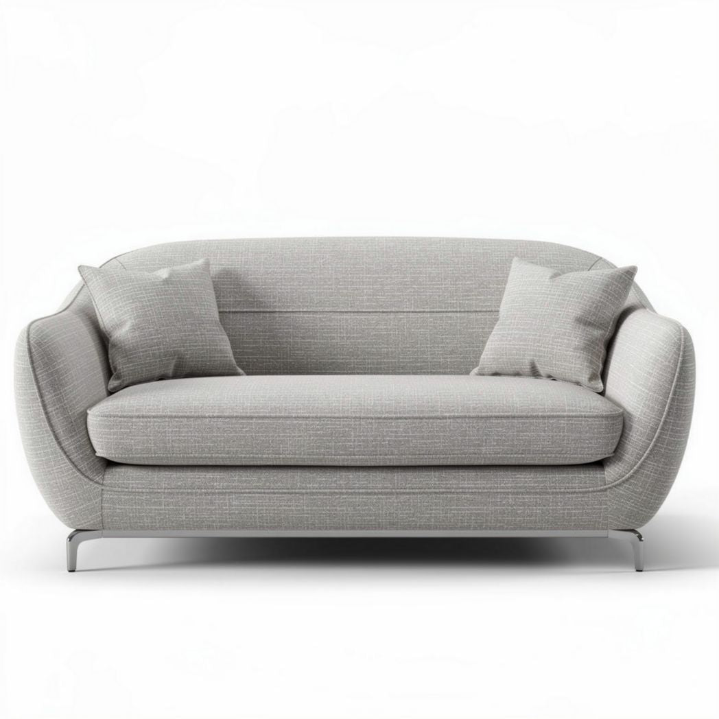 Divano in tessuto grigio per salotto con cuscini – 200 x 90 x 85 cm