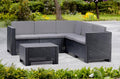 Dmora - Set salotto da esterno Encelado, Salottino outdoor, Set da balcone o giardino, Composizione soggiorno per esterni, Made in Italy, Antracite