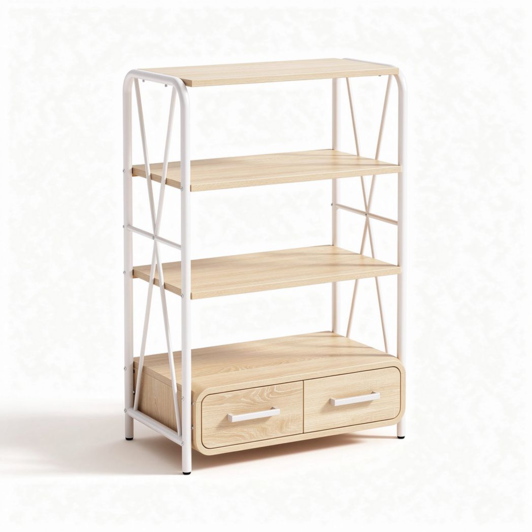 Libreria in legno e metallo per soggiorno o ufficio – 80 x 30 x 120 cm