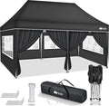 tillvex Garden Gazebo 3 x 6 m | Folding Gazebo with Adjustable Height | Pop Up Tent Waterproof UV Protection 50+ | Pavilion Tent + Transport Bag (Anthracite – with 6 Side Panels)