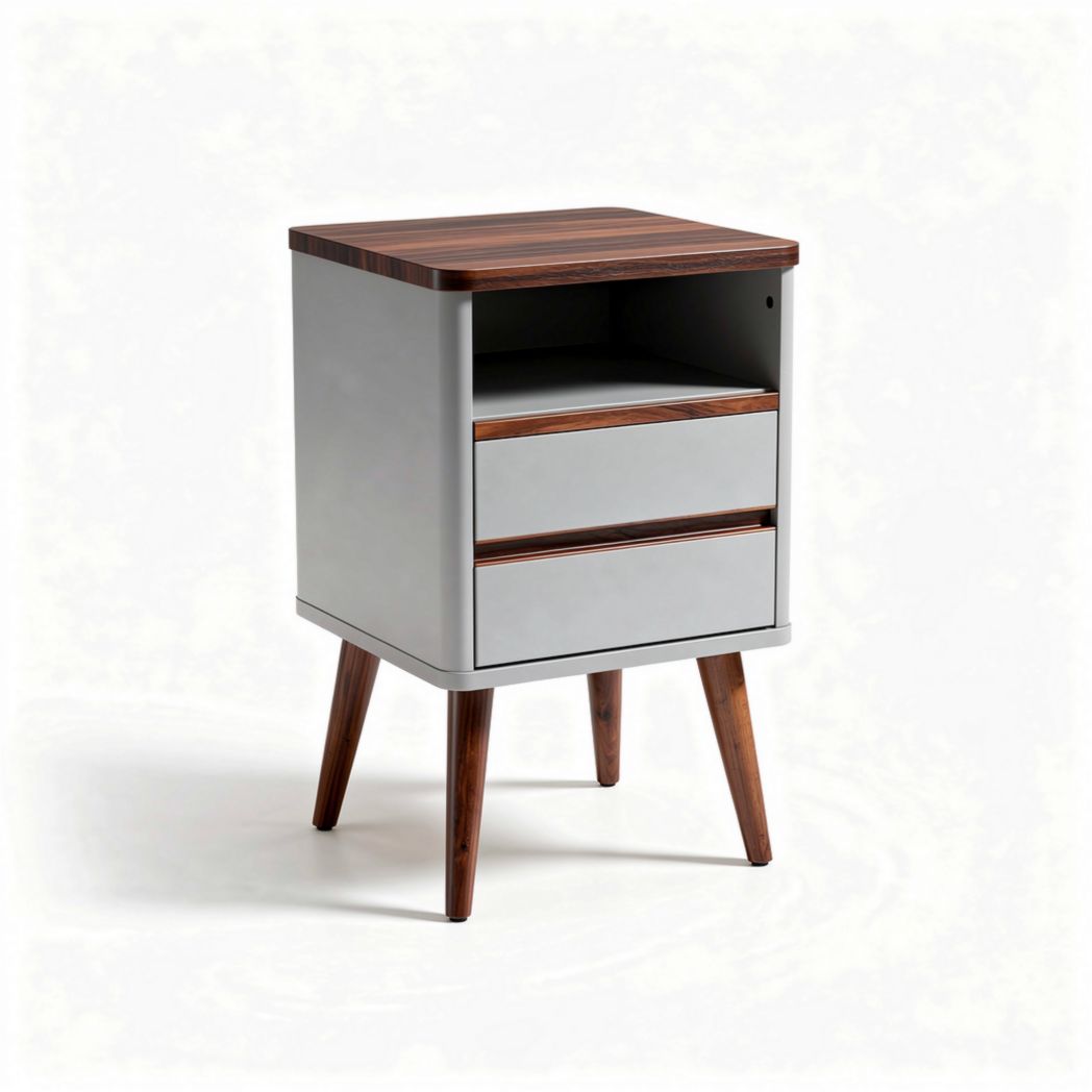Comodino in legno con due cassetti per camera da letto – 40 x 35 x 55 cm