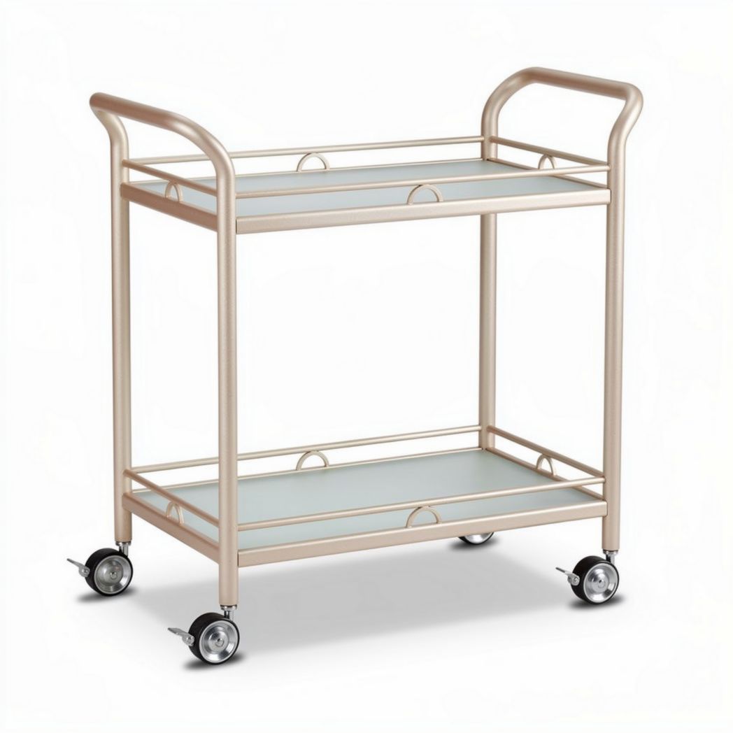 Carrello da servizio in metallo con ripiani in vetro per cucina – 80 x 40 x 80 cm