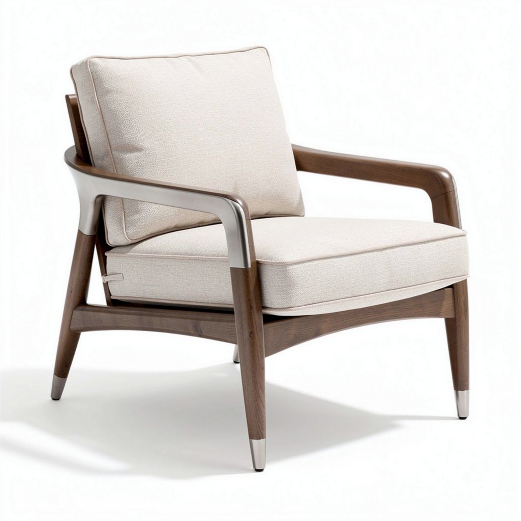 Poltrona in legno e tessuto per soggiorno – 80 x 80 x 85 cm