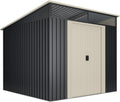 Wasabi - Casetta di Giardino Esterno 5,6 m2 Stark – 236x238x203cm - Lucernario in Policarbonato – Grigio Antracite e Beige - Porta Scorrevole Doppia – Tetto Inclinato - Capanno di Metallo Esterno