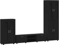 Generico Set Mobile TV con cassetto con Porta Nero Legno Multistrato,Mobili,Set di mobili,Set di mobili per Salotto,Nero,99.91 kg,3397975
