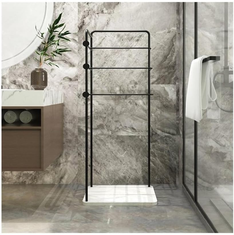 Indipendente Portasciugamani da bagno terra in metallo, semplice e moderno, portasciugamani Portasciugamani(Nero)