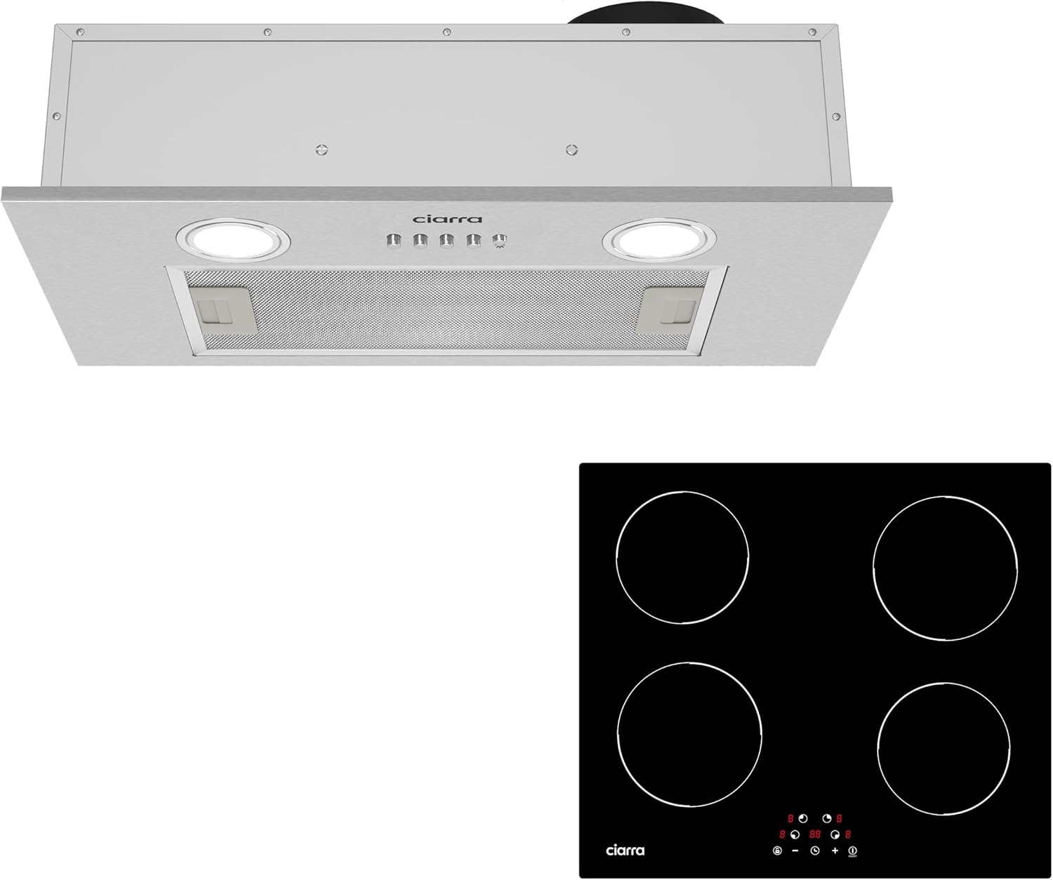 Ciarra CBCS5913A Cappa Aspirante 52cm e CABBIH4-D Piano Cottua a Induzione 4 Fuochi