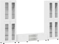 Generico Set Mobile TV con cassetto Bianco Lucido Legno Multistrato,Mobili,Set di mobili,Set di mobili per Salotto,Bianco,125.48 kg,3397988