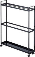 Portasciugamani da Terra Bagno Portasciugamani A 3 Livelli con Carrello in Ferro Ruote Organizer per Bagno Salvaspazio(A-Black)