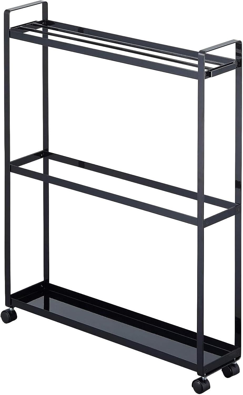 Portasciugamani da Terra Bagno Portasciugamani A 3 Livelli con Carrello in Ferro Ruote Organizer per Bagno Salvaspazio(A-Black)