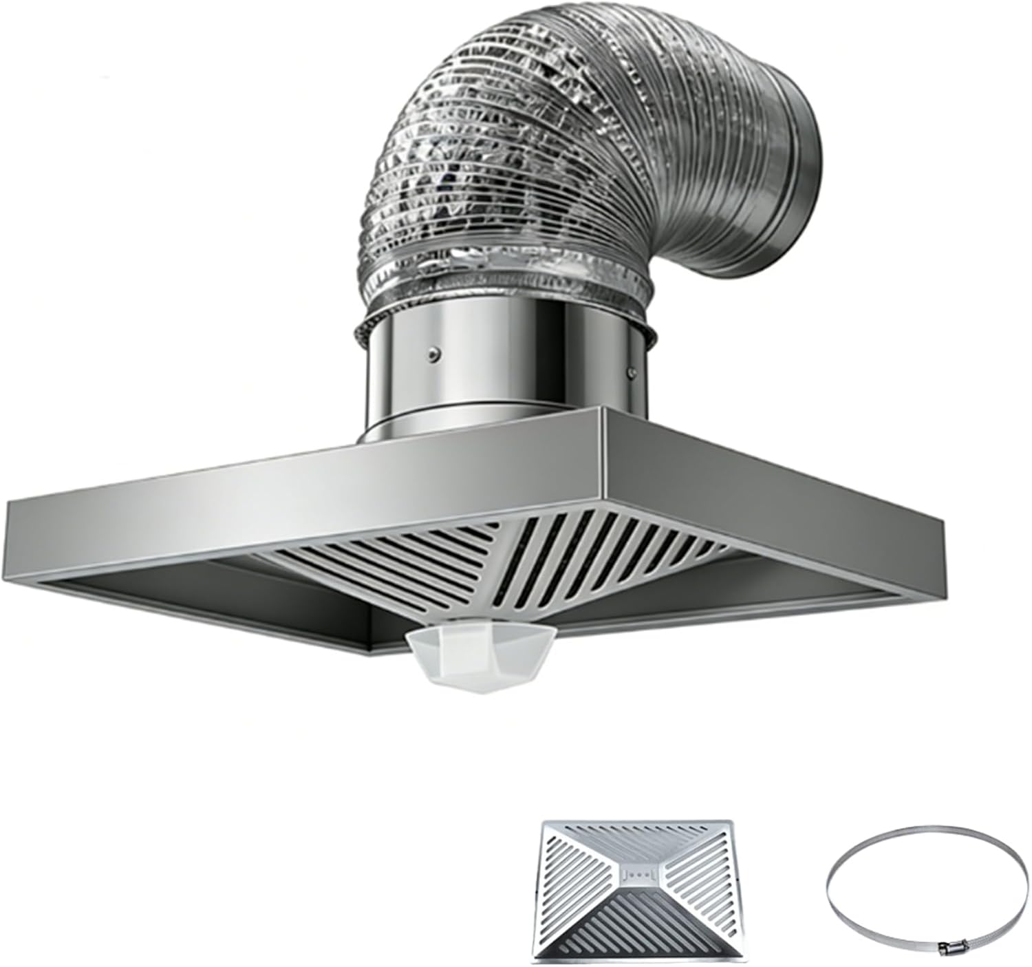 3m Pipe, Cappa di Ventilazione in Acciaio Inox Grande 600 * 310 mm con Ventilatore di aspirazione per Uso Domestico, Alto Volume d'Aria e Basso Rumore (10 Pollici)