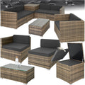tectake XXL Rattan Living Room, Modular Storage Container, Garden Armchair, Balcony Set, Outdoor Chairs Table, Accurate Design, Versatile, Maximum Comfort, Easy Cleaning, Natural