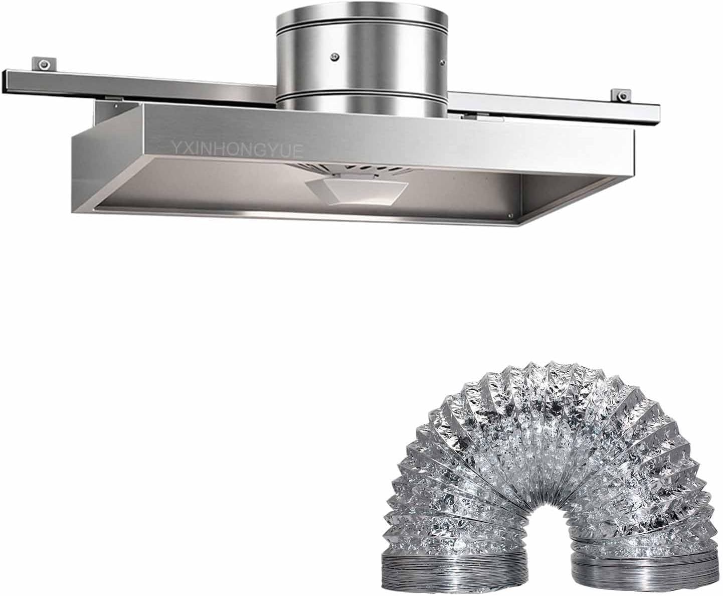 Ventilatore estrattore da Cucina a Basso Rumore, con Tubo e Pista Scorrevole 8 Pollici 2800RPM Impermeabile Cappuccio in Acciaio Inossidabile Facile da Usare,7inch