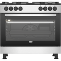 Beko GM15122DXB - Cucina a Libera Installazione Inox 90x60 cm 5 Fuochi con Forno Elettrico Ventilato(Nero/Acciaio Inossidabile)