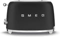 Smeg, Tostapane 2x2 TSF01BLMEU, 2 Scomparti da 36mm, 6 Livelli di Doratura, Funzione Riscaldamento, Scongelamento e Bagel, Espulsione Automatica del Pane, Cassetto Raccoglibriciole, 950W, Nero