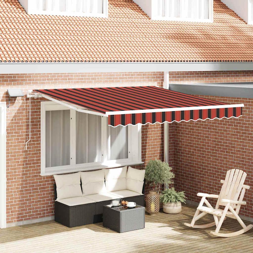 Tenda manuale retrattile per balcone, con luci LED integrate, tessuto premium impermeabile e resistente ai raggi UV, design moderno per terrazza o patio, ombra regolabile e facile