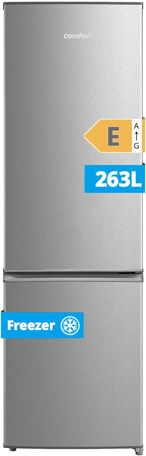 COMFEE' RCB359IX2 Frigorifero doppia porta 262L, Congelatore da incasso, Basso Gelo, Altezza 177.3 cm, 39 dB, Luce LED, Temperatura Regolabile, Inox