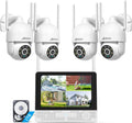 ANRAN 3K Kit Videosorveglianza Wi-Fi 6 con 10,5 Monitor, 8CH NVR + HDD 2TB, 4X5MP PTZ Telecamere WiFi Esterno, Rilevamento AI, Tracciamento Movimento, Notturna a Colori, Registrazione 24/7, IP67