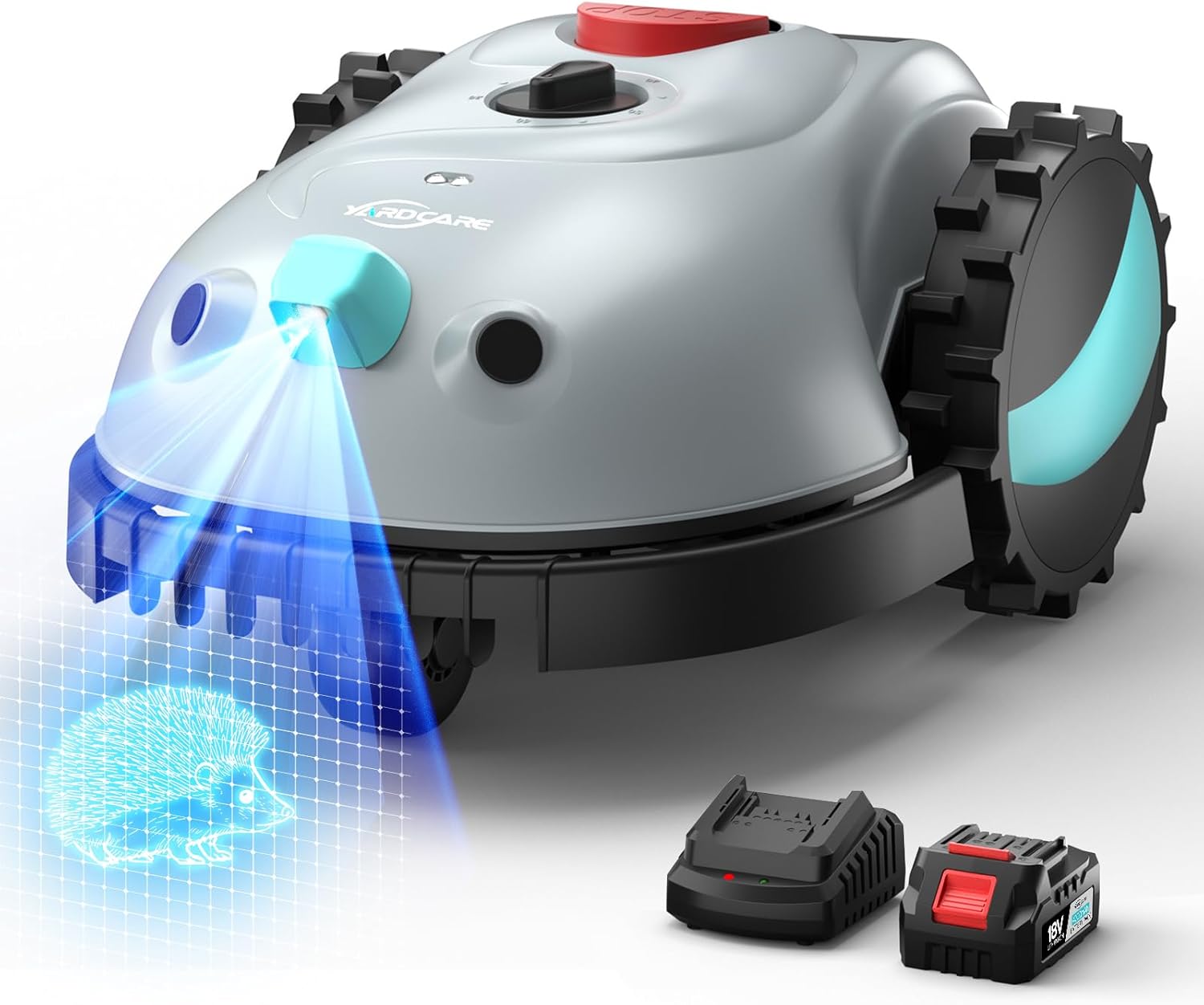 V100 Robot Tagliaerba a Batteria con Navigazione Visiva, Rilevamento di 150 Ostacoli, Robot Tosaerba Elettrico Fino a 150 m², Robot Tosaerba Eelettrico con Lame di Ricambio