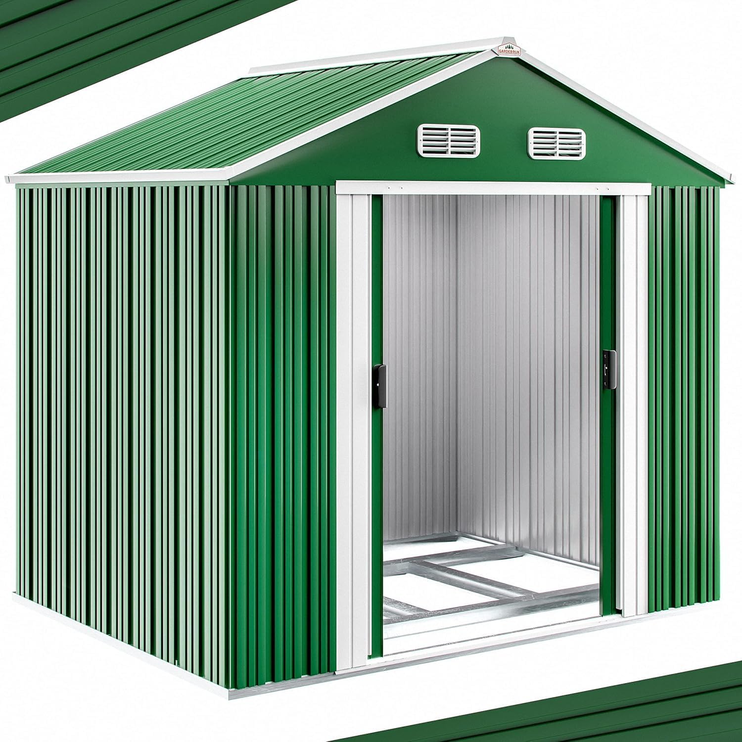 GARDEBRUK® Capanno da Giardino XXL 5m² Fondamenta 260x205x180cm Porta Scorrevole Rimessa per Attrezzi da Esterno 9m³