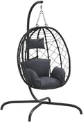 vidaXL Sedia a Uovo Sospesa con Cuscino Antracite Polyrattan e Acciaio