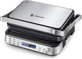 AMZCHEF Griglia Multifunzione 4 in 1 a Contatto, Piastra, Waffle Maker  Piastra panini con 4 piastre antiaderenti rimovibili, tempo e temperatura individuali, display a LED, 2000W