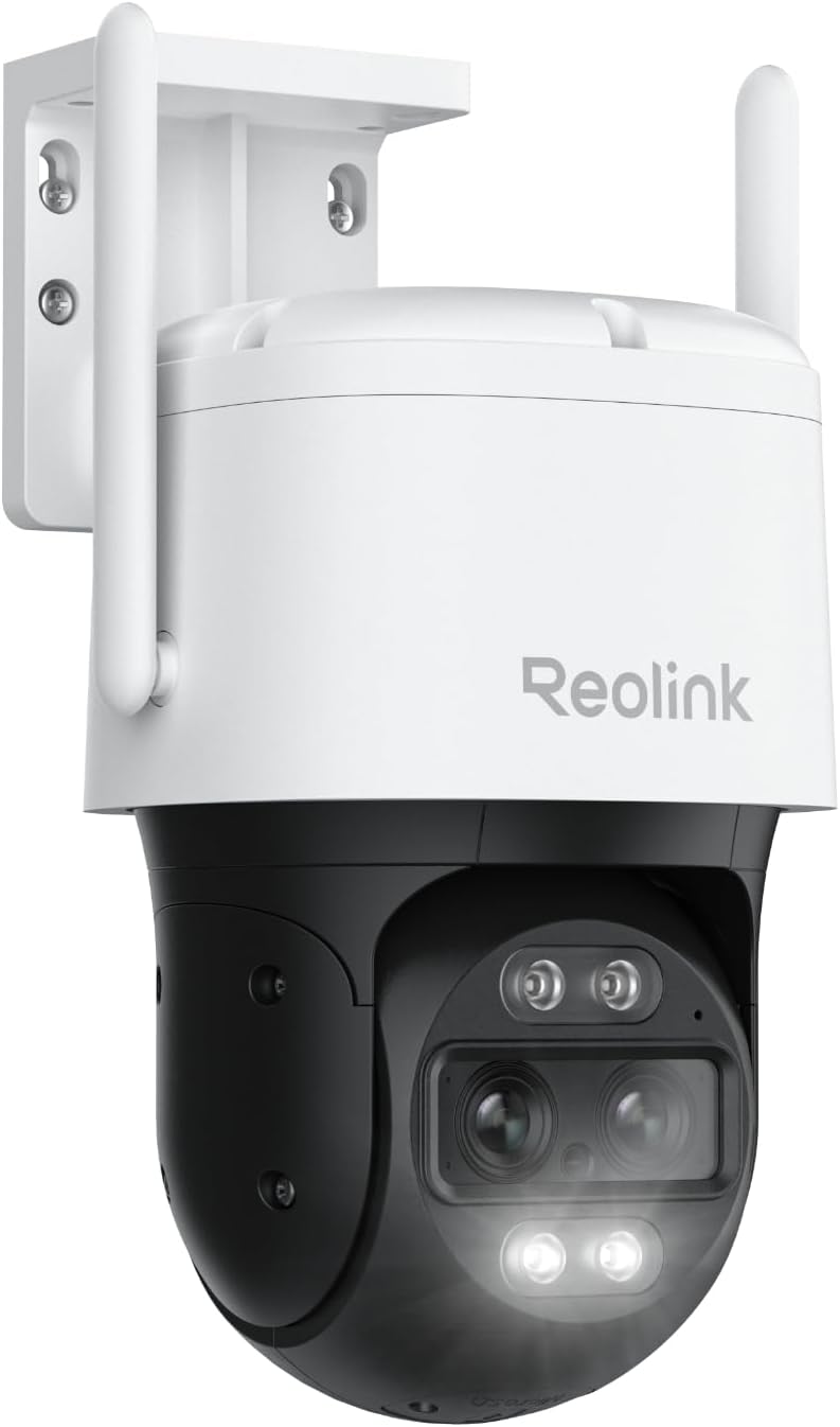 Reolink 4K PTZ Telecamera Wi-Fi Esterno a Doppio Obiettivo, 355°Pan/90°Tilt, Zoom Ibrido 6X, Rilevamento Persona/Veicolo/Animale, Auto-tracking, Audio 2 Vie, Visione Notturna a Colori, TrackMix WiFi