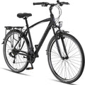 Licorne Bike - Bici da trekking, 28”, per giovani, donne e uomini, cambio a 21 marce – Life M-V-ATB, Uomo, nero/grigio, 28 inches
