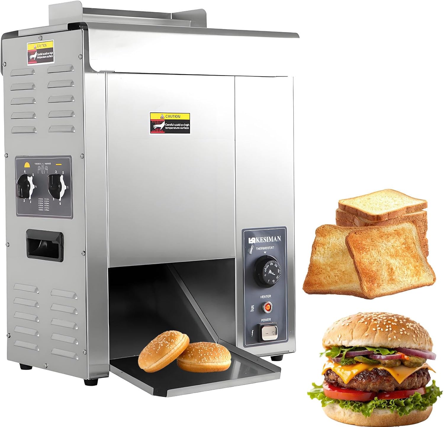 Tostapane Automatico Professionale da 2000 W con Controllo della Temperatura (50-300 °C) e Regolazione dello Spessore,Macchina Verticale per Hamburger in Acciaio Inossidabile,per Fast Food