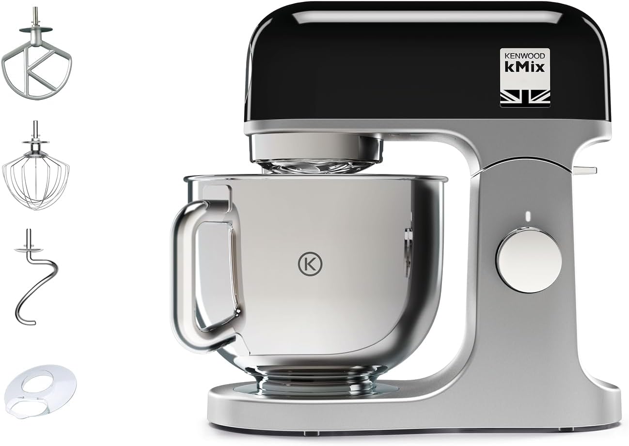 Kenwood KMX750BK KMIX Impastatrice Planetaria con Ciotola con Manico in Acciaio 5L, 3 Ganci di Miscelazione, Potenza 1000W, Personalizzabile con Oltre 20 Accessori Acquistabili Separatamente, Nero