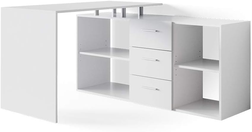 Vicco Scrivania angolare Dante, Bianco, 145 x 120 cm