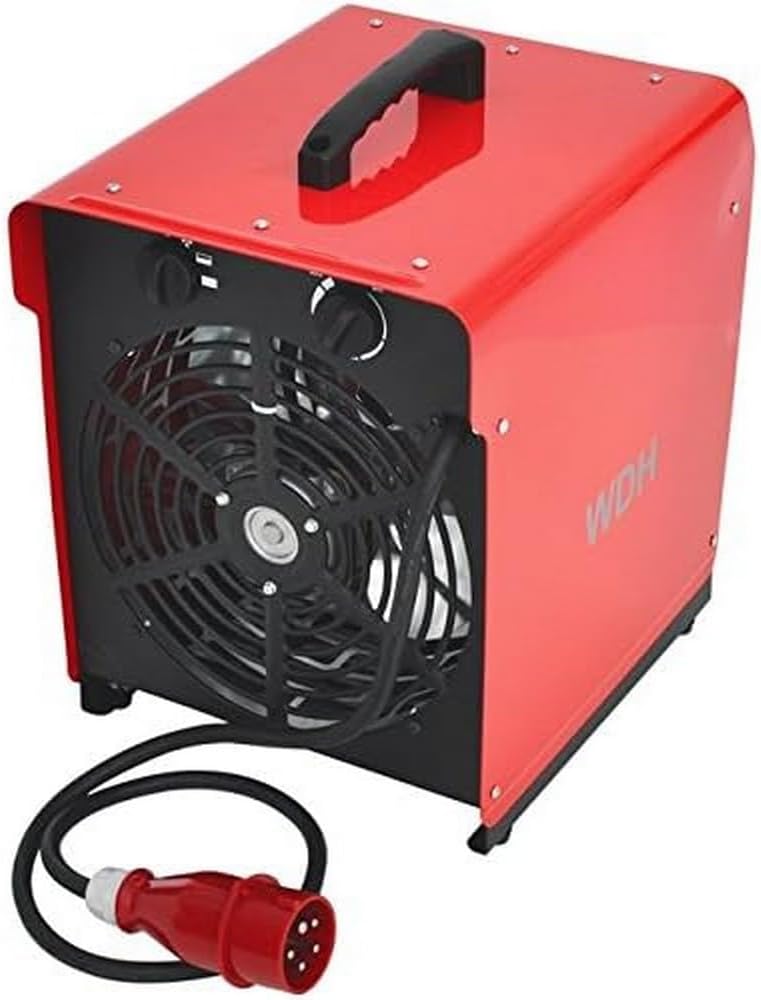 Aktobis Termoventilatore elletrico, Riscaldatore da costruzione WDH-BGP09 con ventilatore integrato e potenza di riscaldamento massima di 9.000 W (9 kW) !